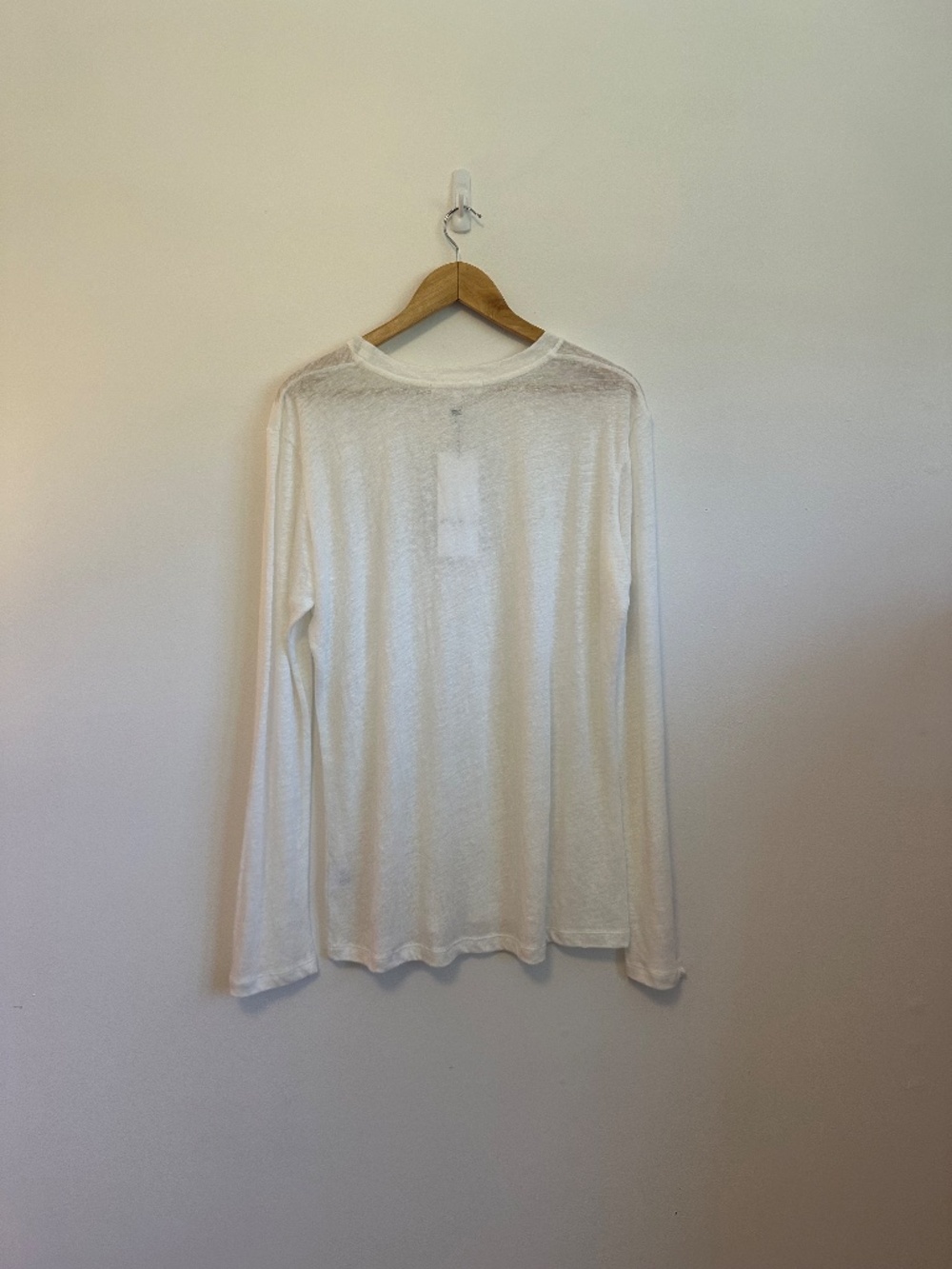 NWT Emerson Fry Linen Long Sleeve Crewneck White T-Shirt | Size Large - Picture 10 of 14